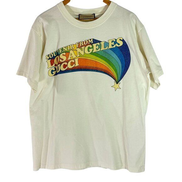 Gucci Other - GUCCI White Cotton Souvenir from Los Angeles Men's T-shirt Made in Italy "M"